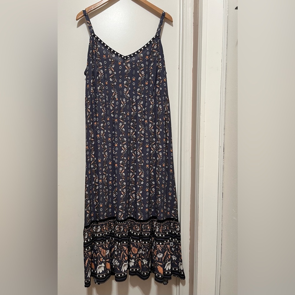 AVEOLOGY Plus Size 26/28 Women’s Midi Dress Boho Floral Sleeveless